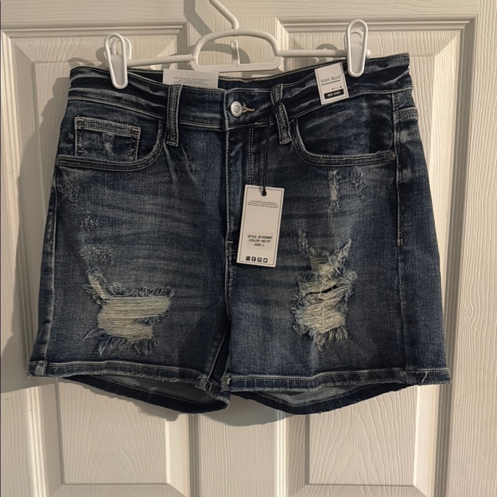 Judy Blue Ripped Denim Shorts - Indigo